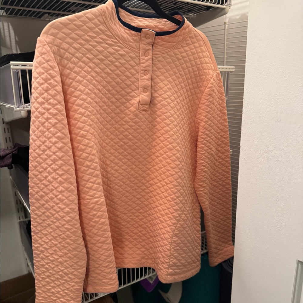 Lands' End Coral Quilted Pullover